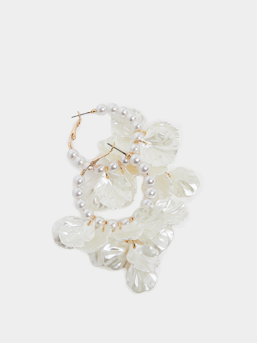 Pearl and Petal Hoop Earrings