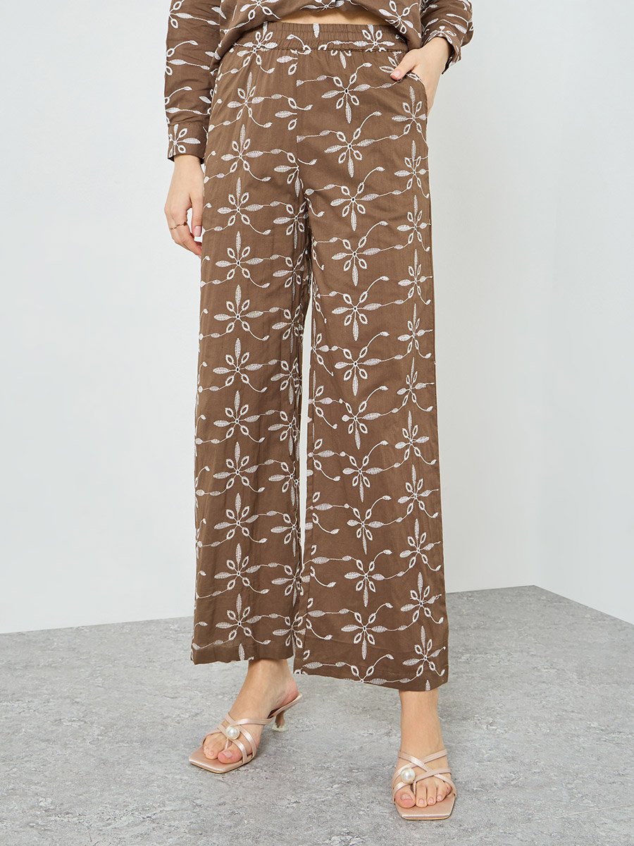 Brown Embroidered Shirt and Trousers Co-Ords