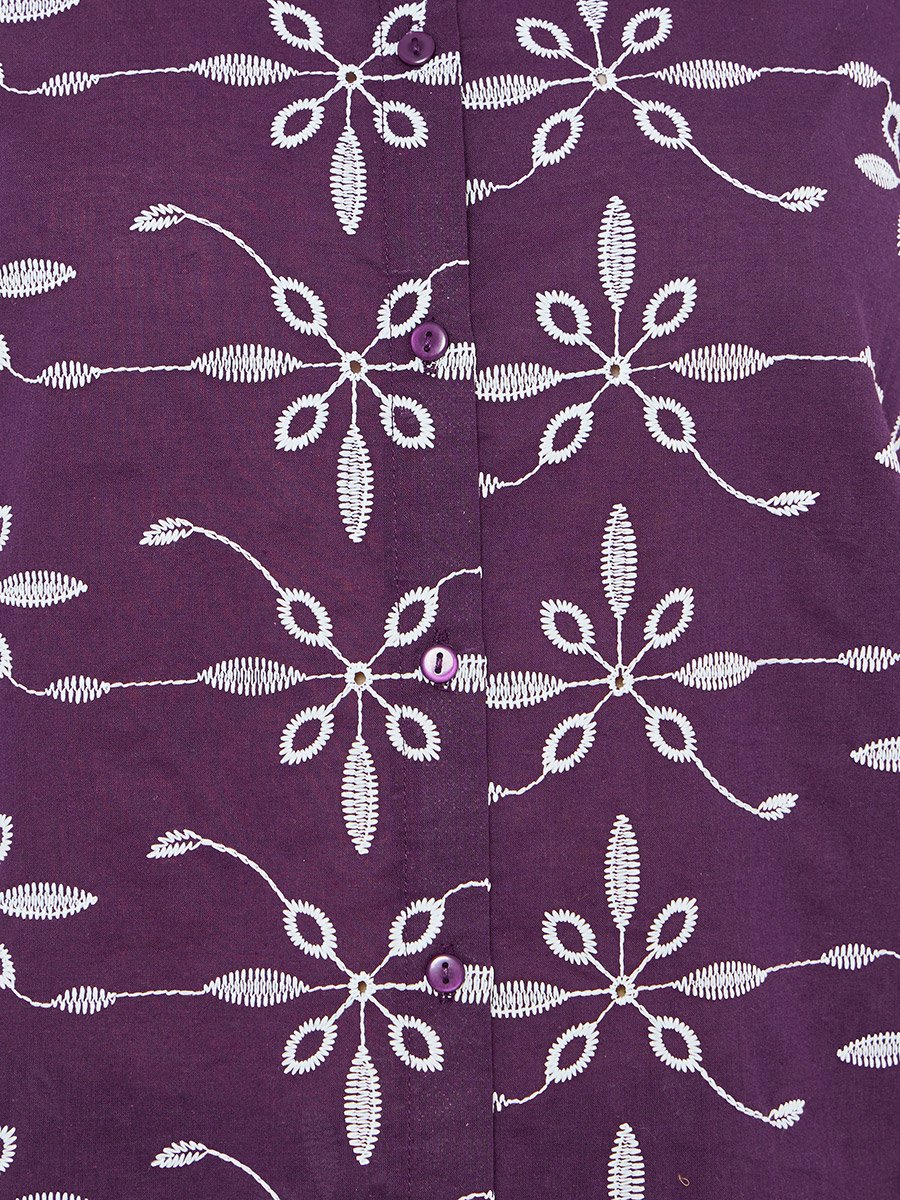 Purple Embroidered Shirt and Trousers Co-Ords