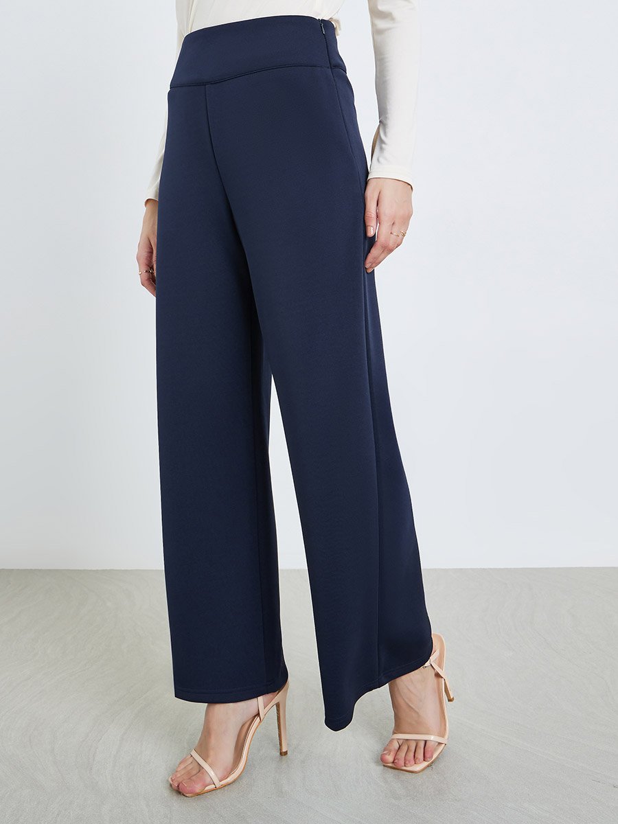 Women Navy Blue Wide Leg Trousers