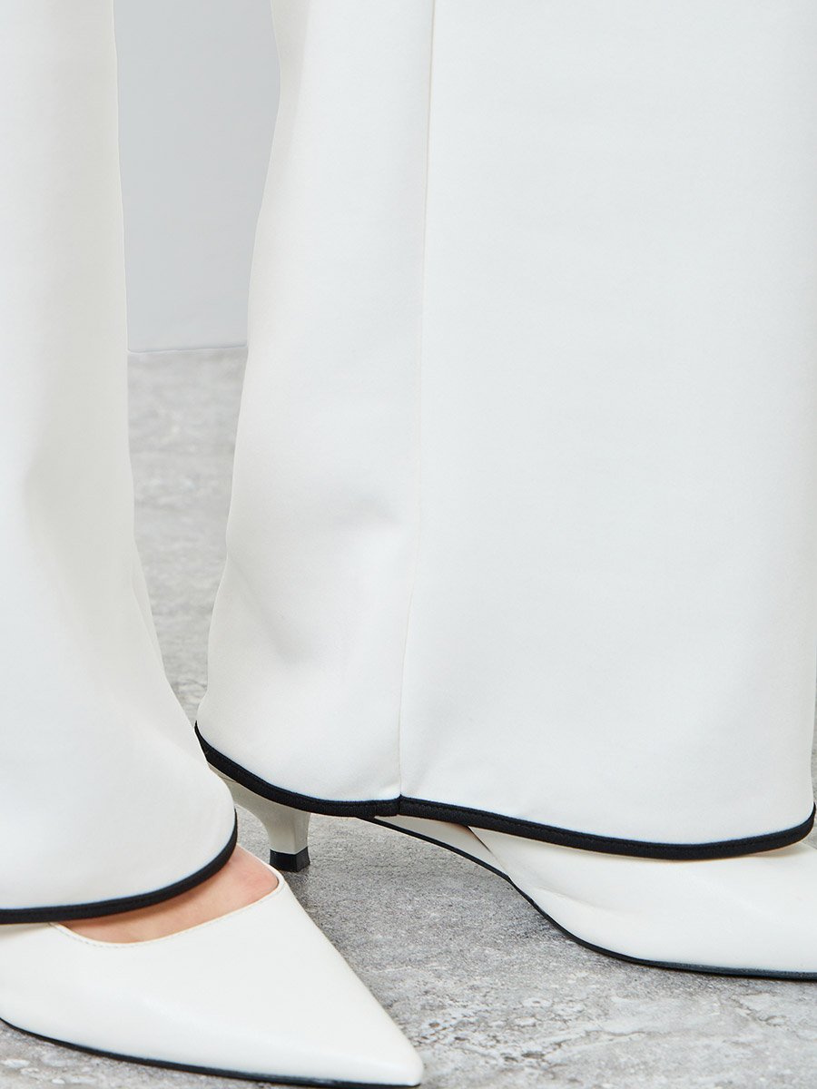 Women White Wide Leg Trousers