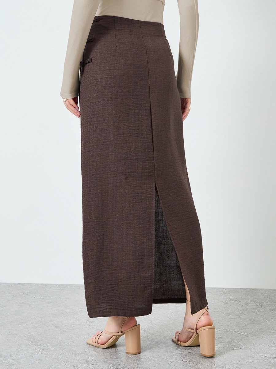 Women Brown Straight Fit Maxi Skirt