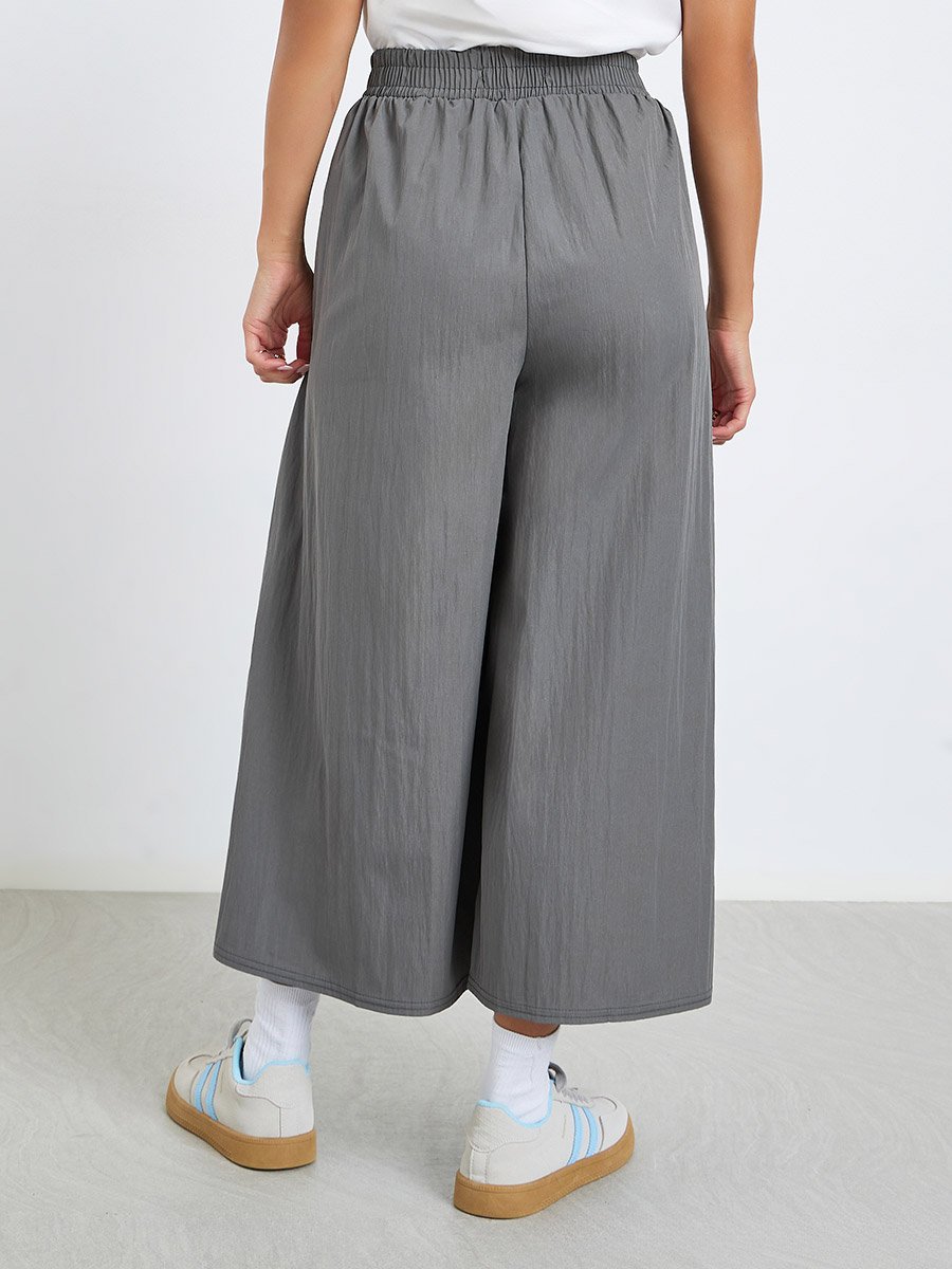 Women Grey Wide Leg Trousers