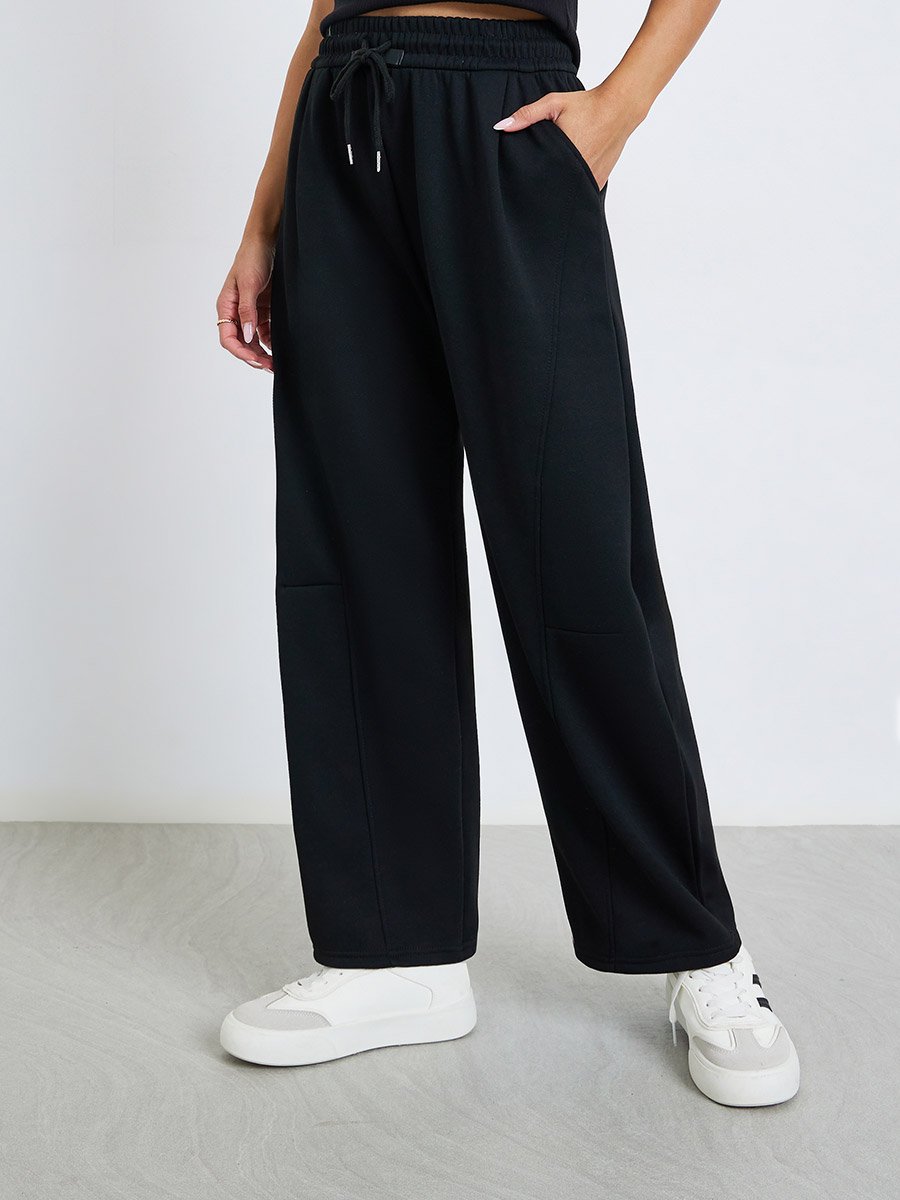 Women Black High-Rise Relaxed Fit Joggers