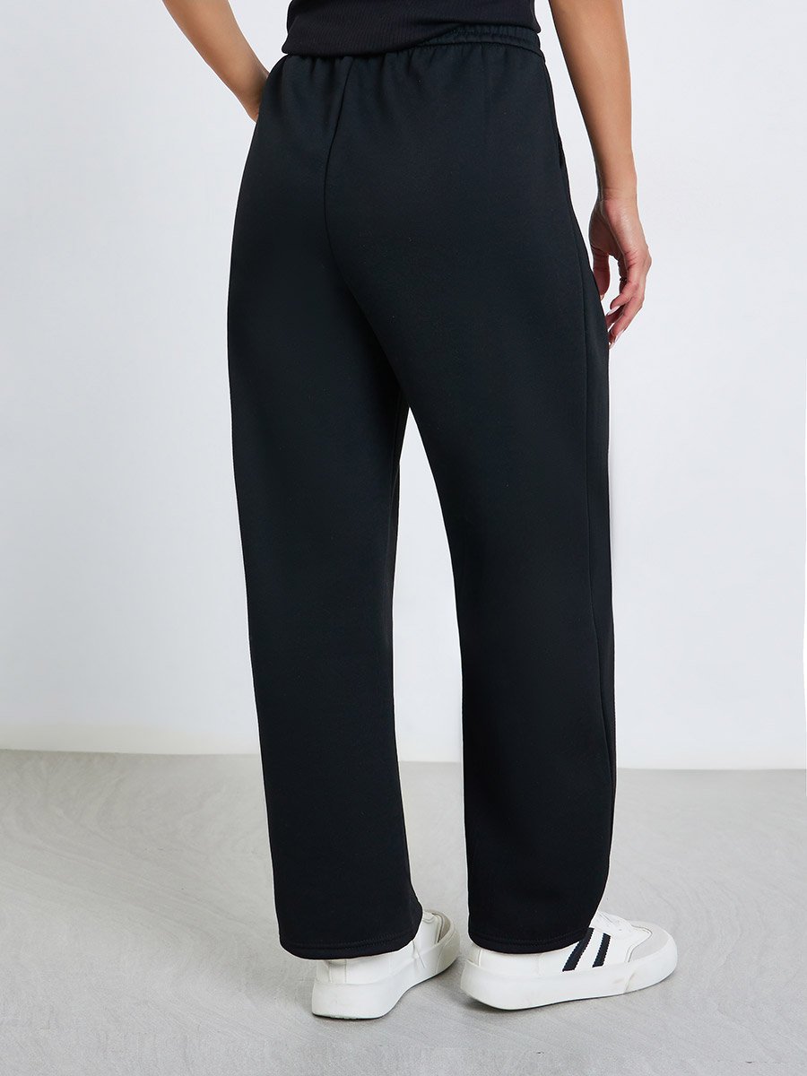 Women Black High-Rise Relaxed Fit Joggers