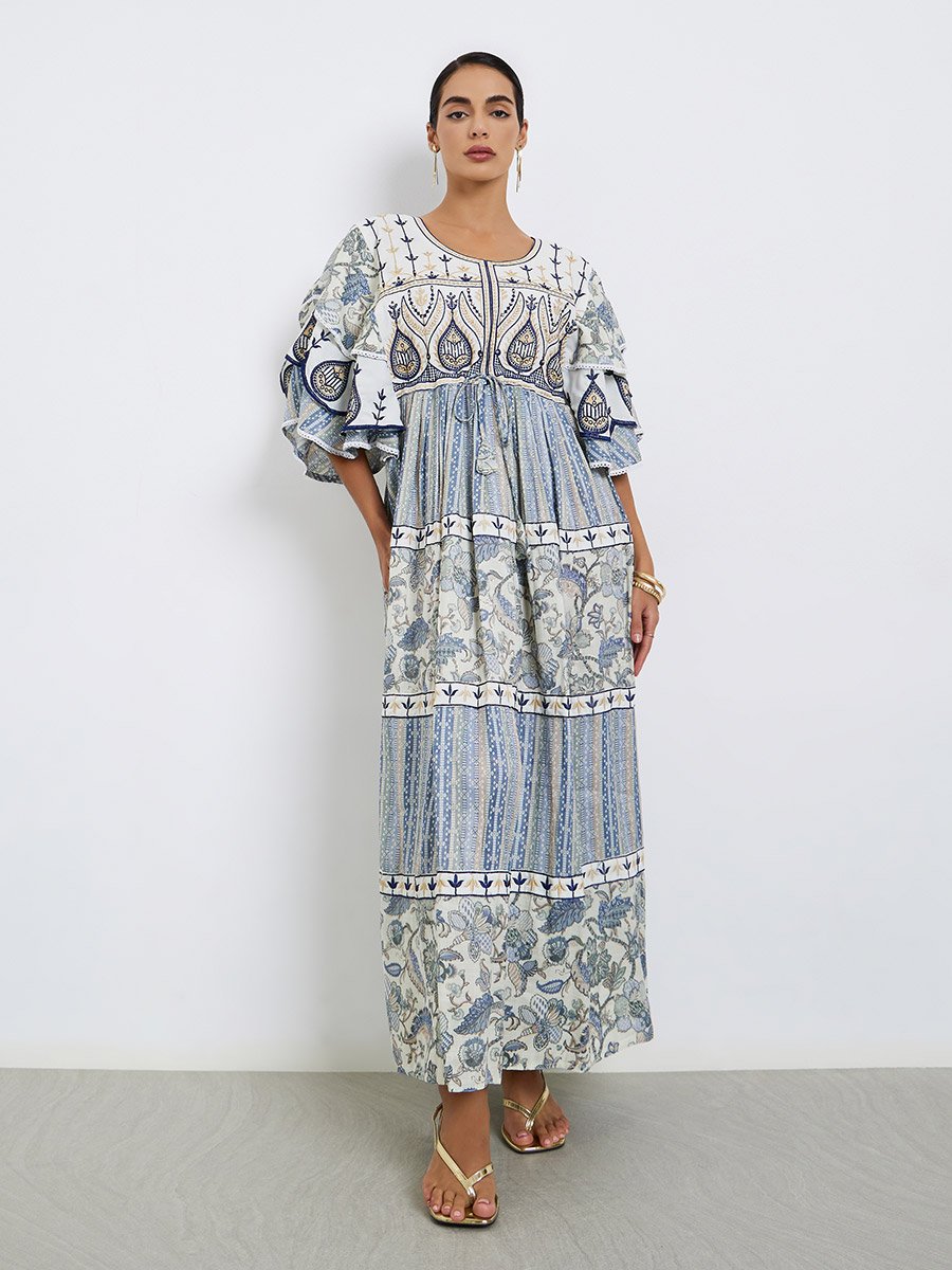 Embroidered A-Line Jellabiya with Drawstring
