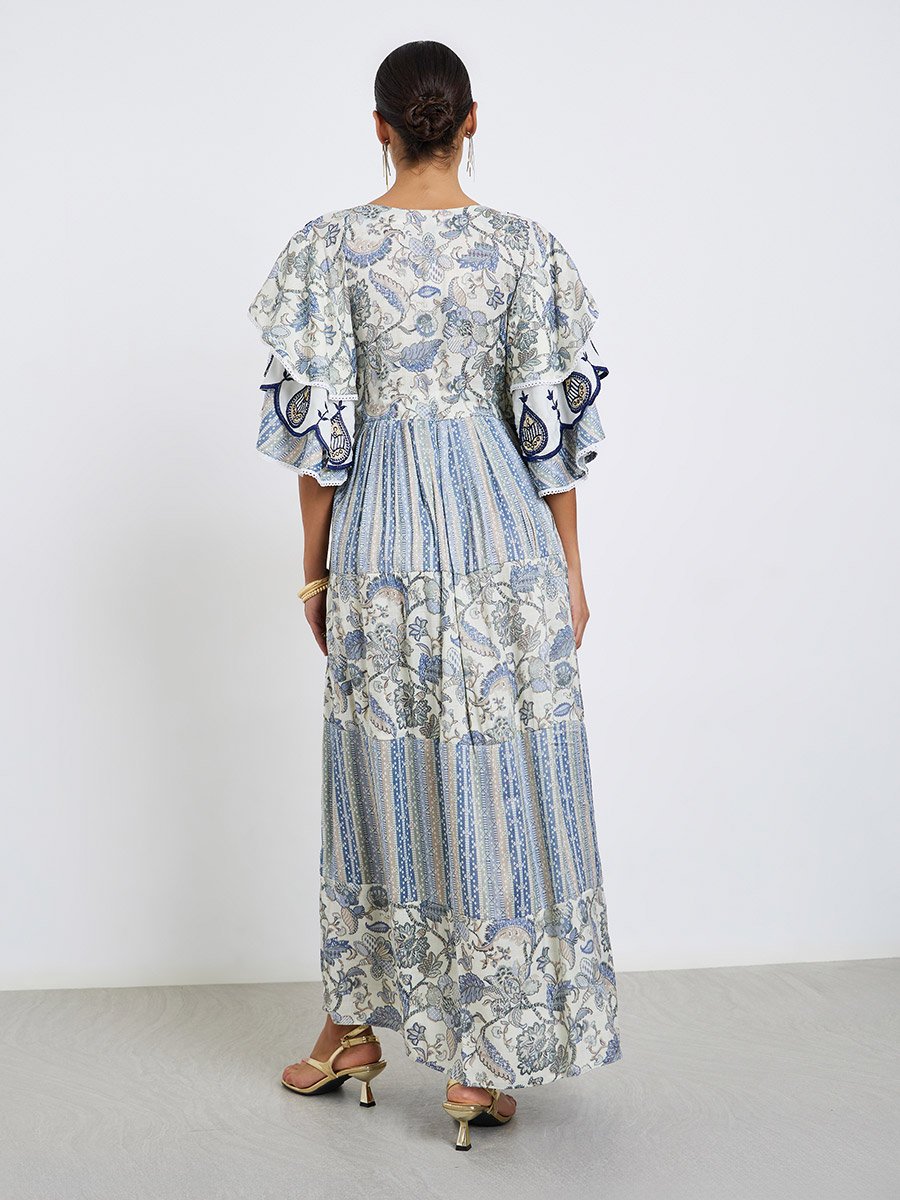Embroidered A-Line Jellabiya with Drawstring
