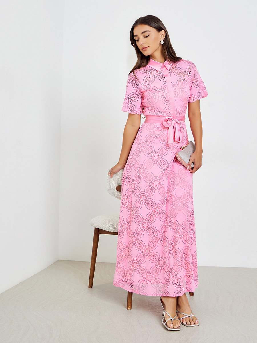 chinese dress ladies Chloé Girls Silk Guipure Lace Dress Girls Kids 6 Year Pink Cotton by Childrensalon main image 0