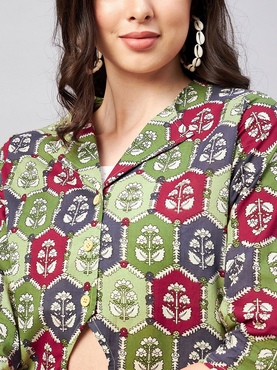 Women Waist Cut-Out Shirt, Scrunchie and Pants Co-ords