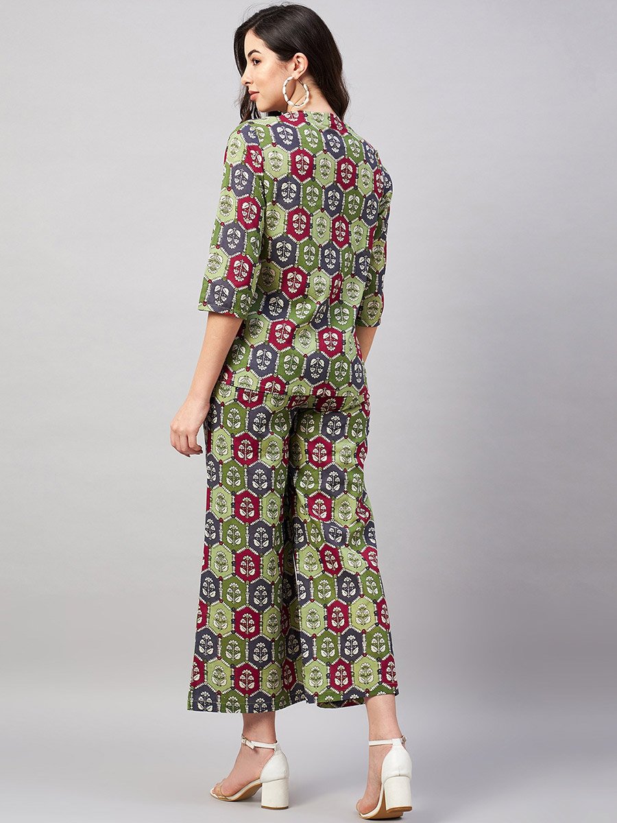 Women Waist Cut-Out Shirt, Scrunchie and Pants Co-ords