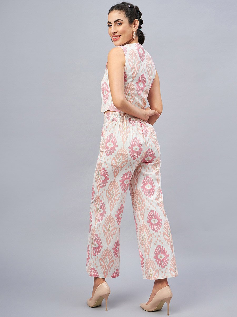 Women Geometric Print Waistcoat and Pant Co-Ords