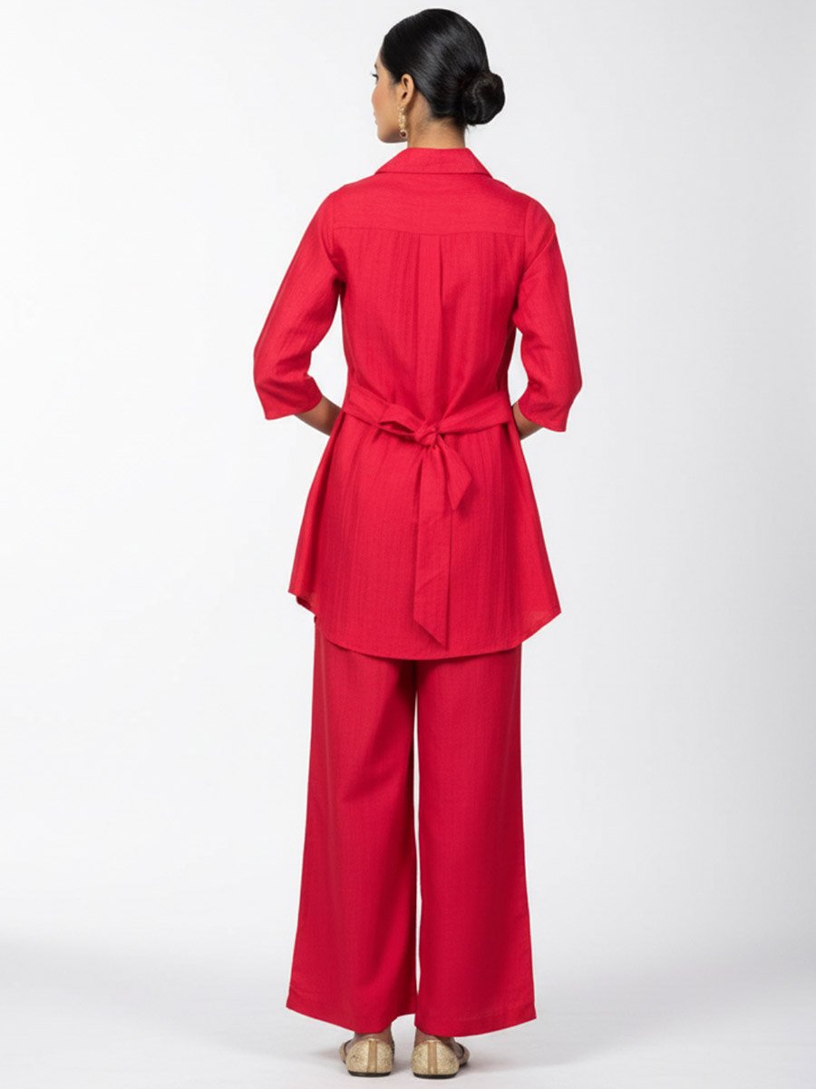 Women Embroidered Shirt and Wide Leg Trousers Co-ords