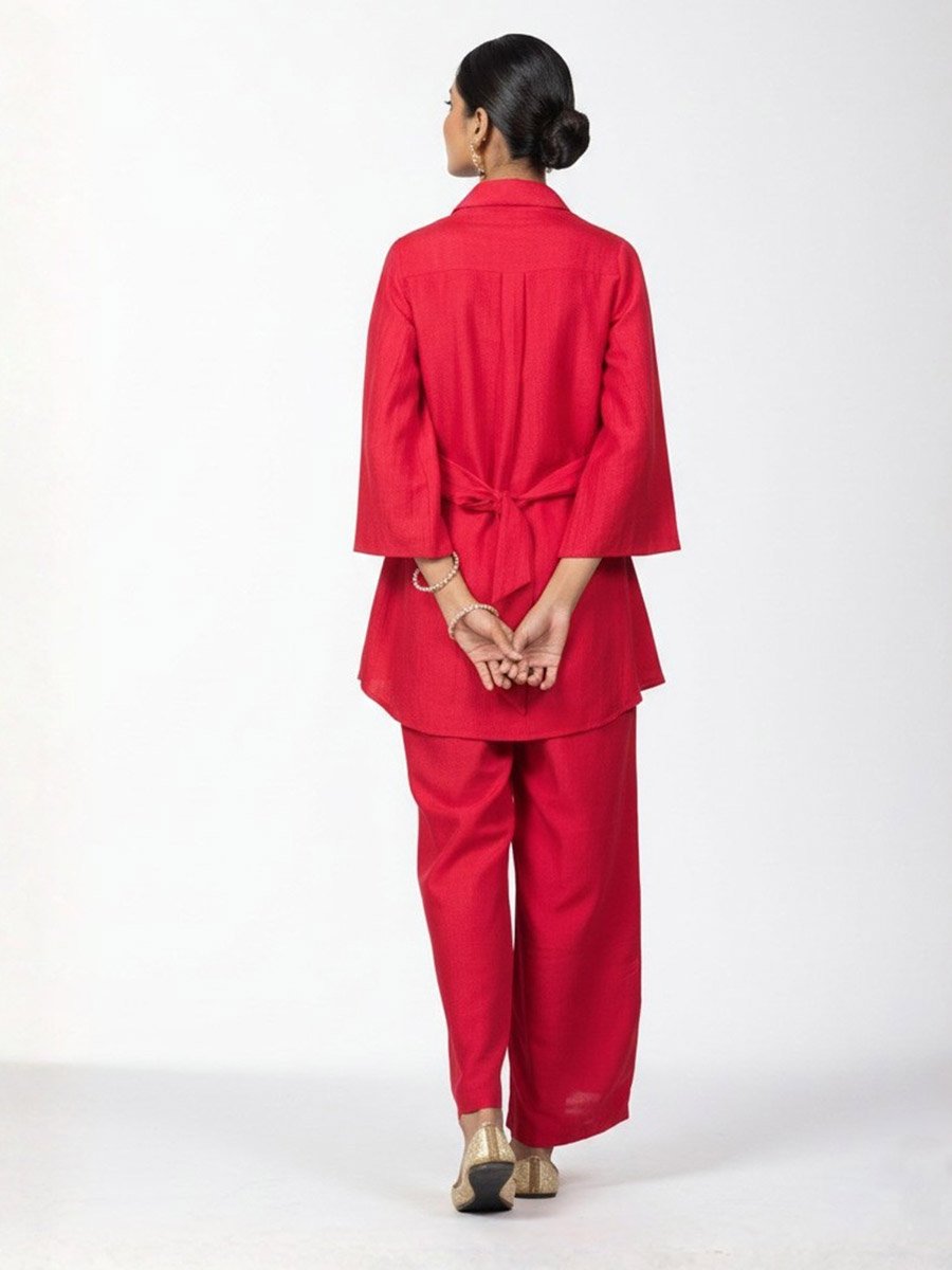 Women Flower Embroidery Shirt and Pants Co-Ords