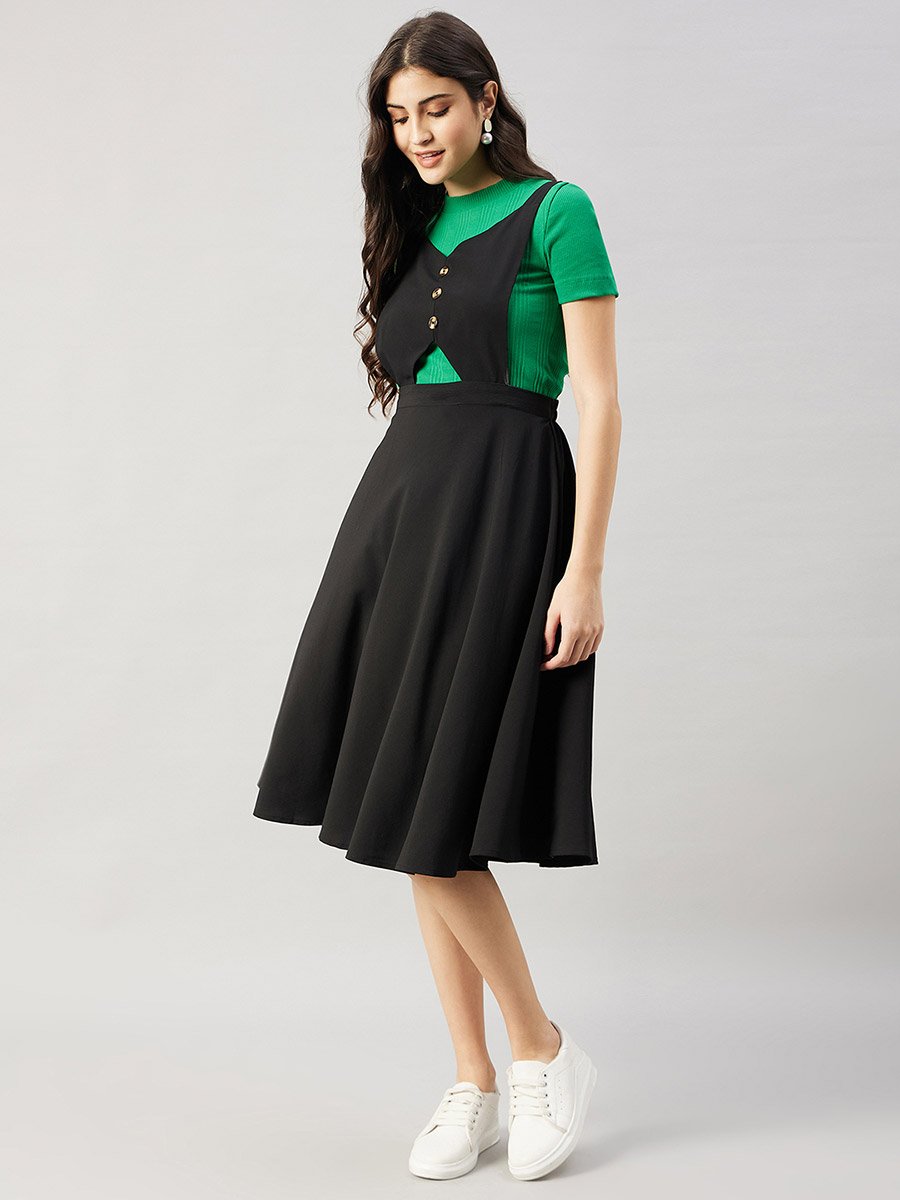 cami strap midi dress Carli Lace Detail Satin Slipdress in Black