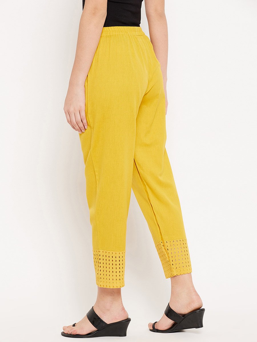 Women Yellow Regular Fit Trousers