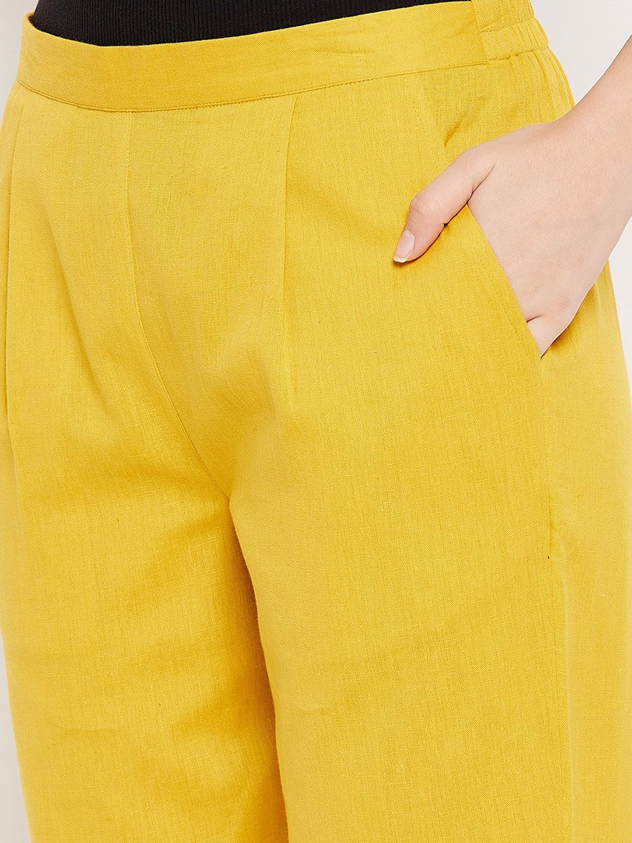 Women Yellow Regular Fit Trousers