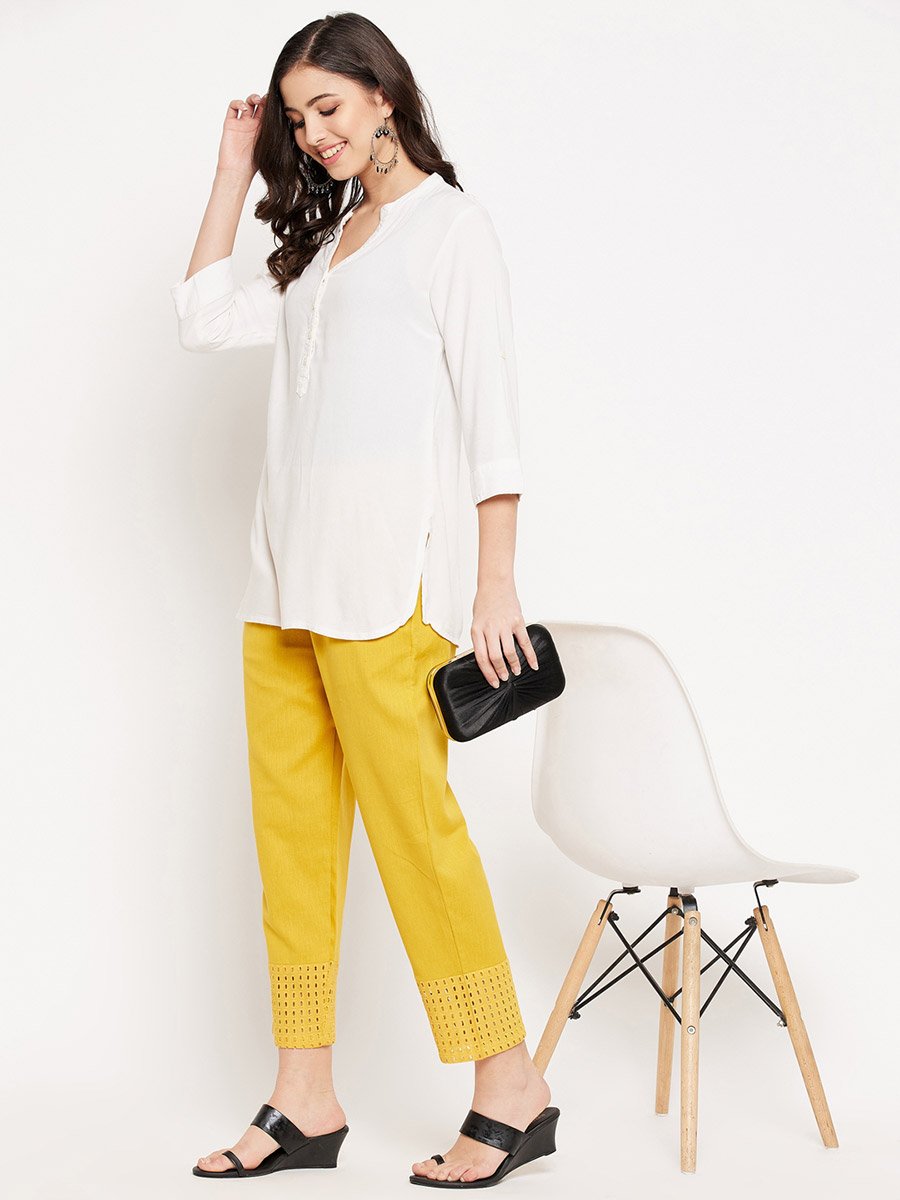 Women Yellow Regular Fit Trousers