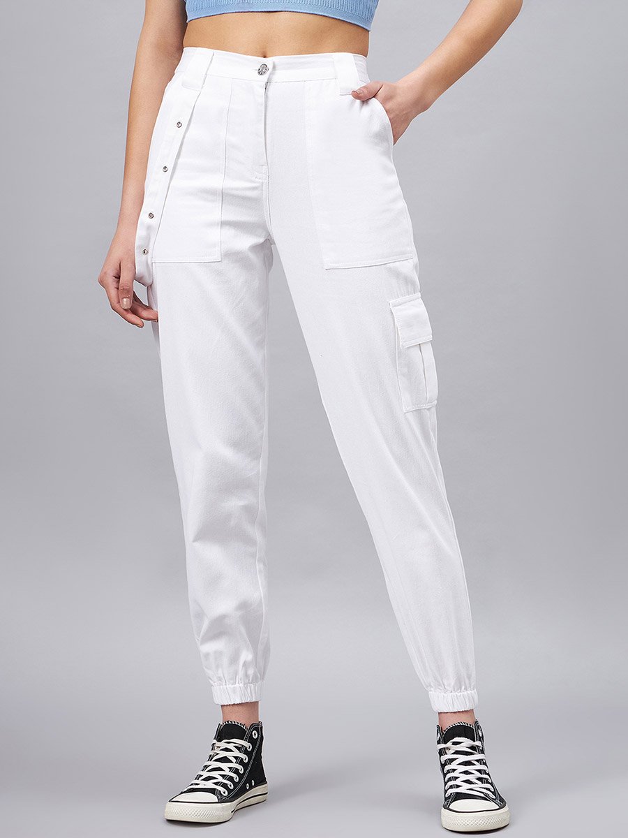 Women White Cargo Trousers