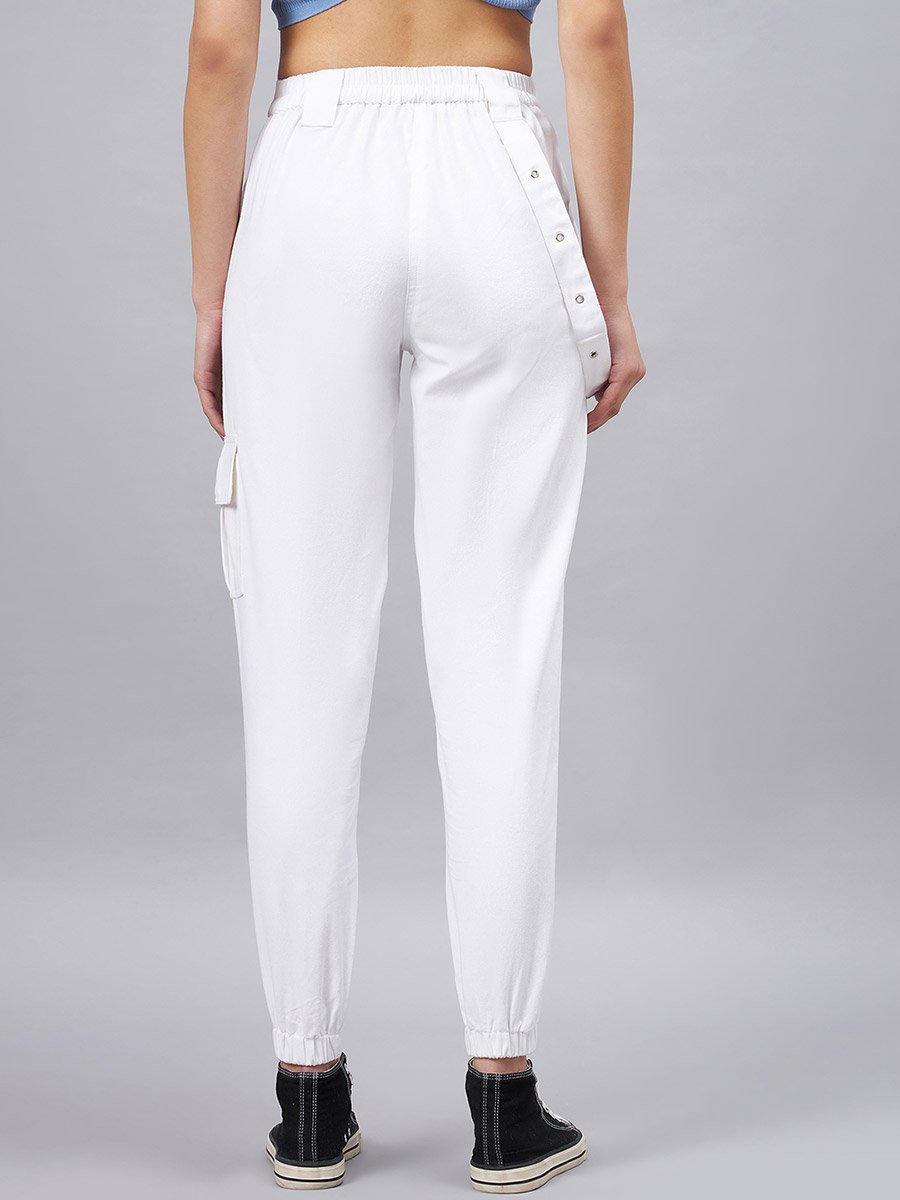 Women White Cargo Trousers