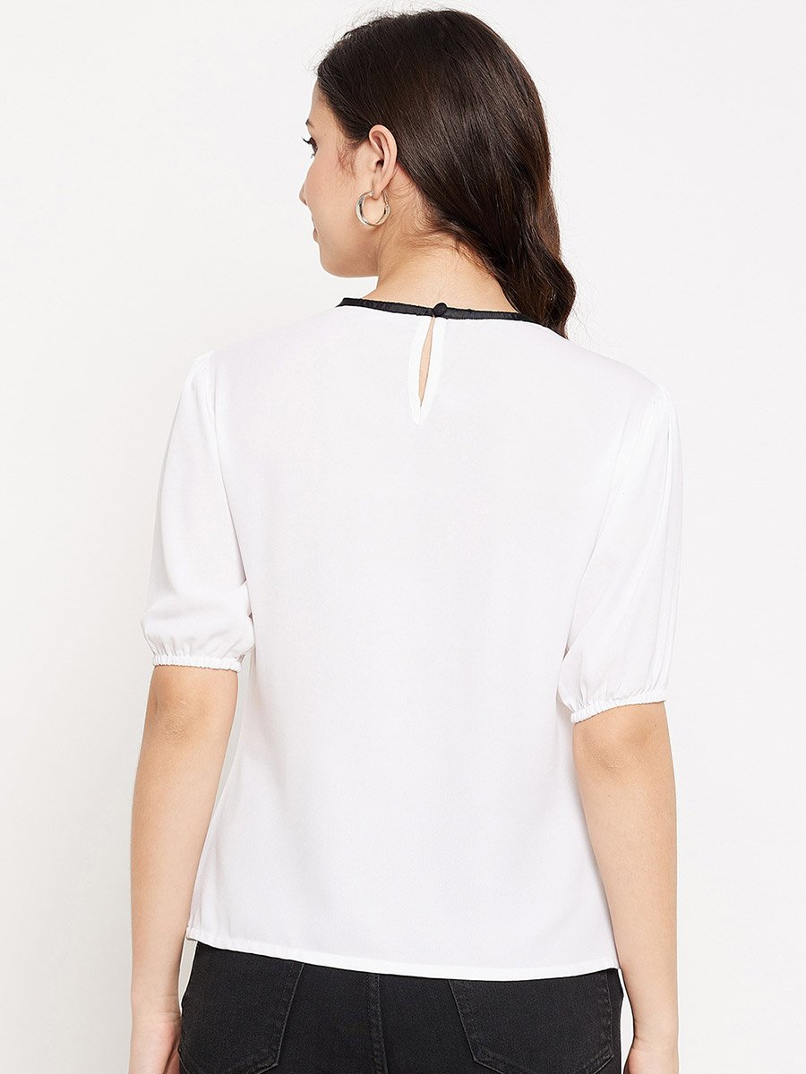 Women White Puff Sleeve Top