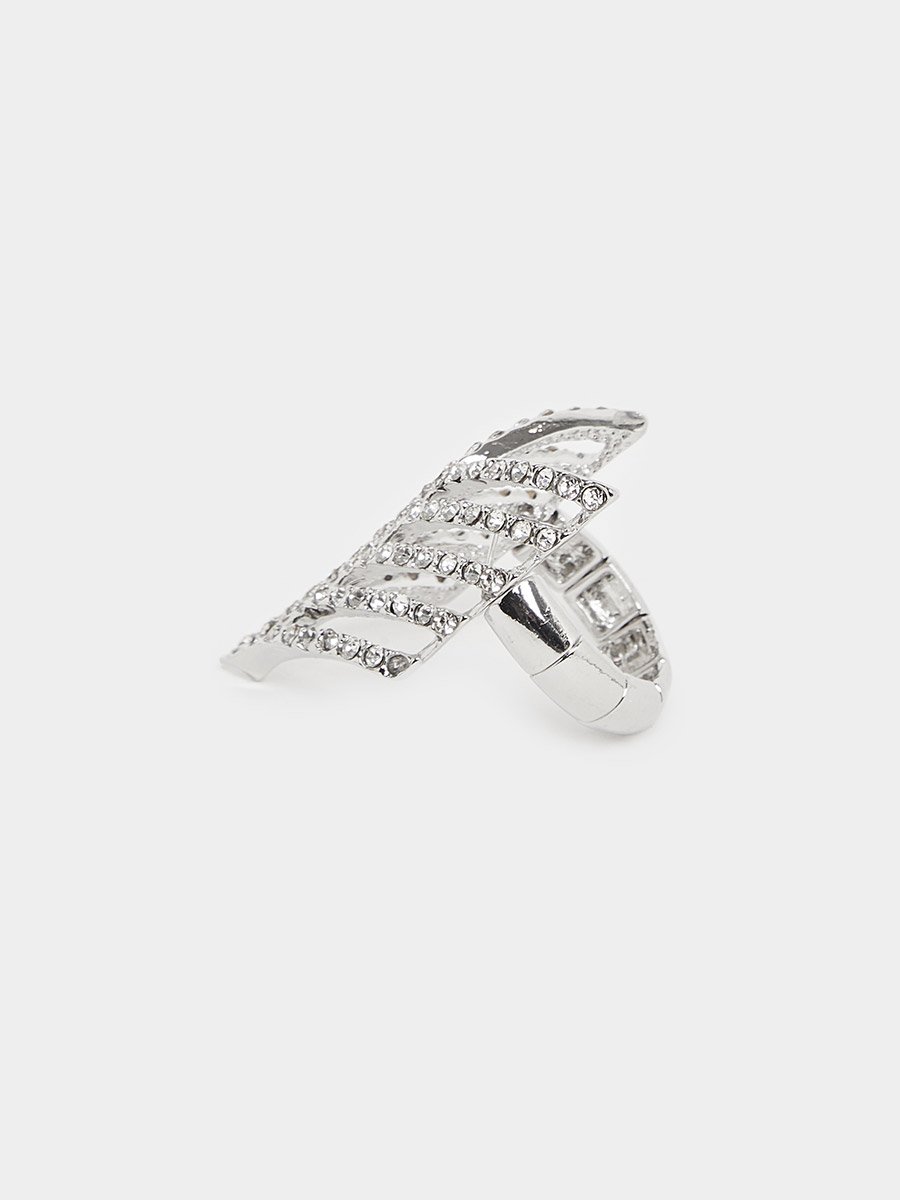 Statement Silver Crystal Ring