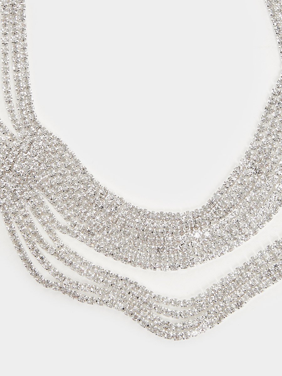Silver Rhinestone Choker Necklace