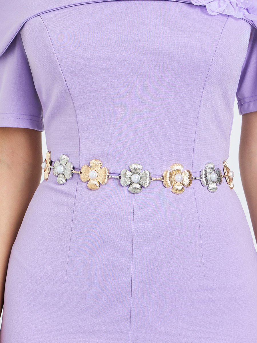Gold and Silver Floral Chain Belt