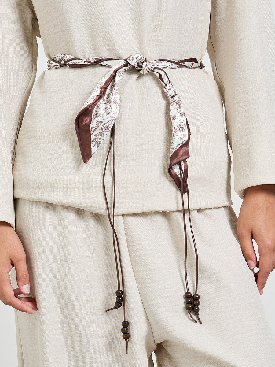 Brown Paisley Print Scarf Belt