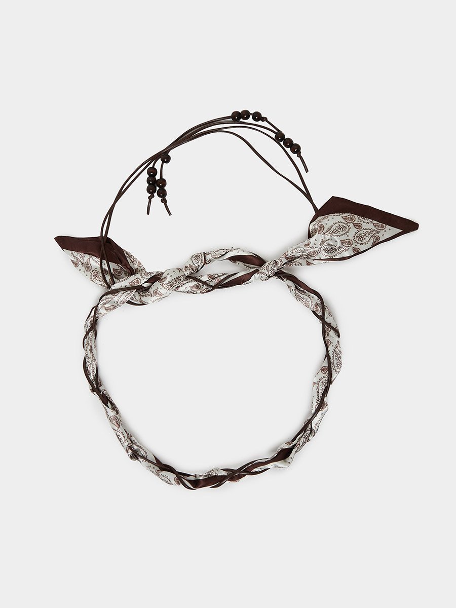 Brown Paisley Print Scarf Belt
