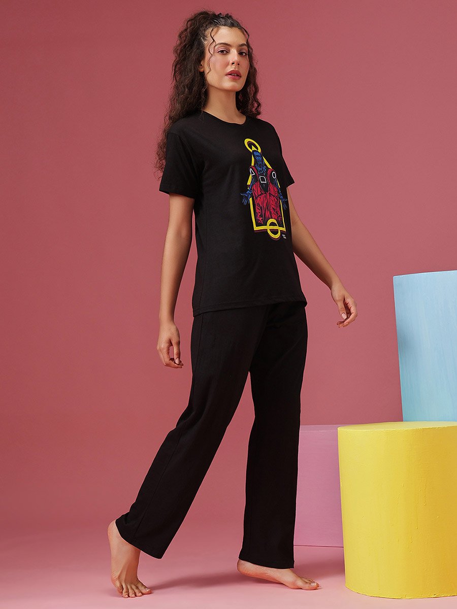 Cotton Graphic Print T-Shirt and Pyjama Set