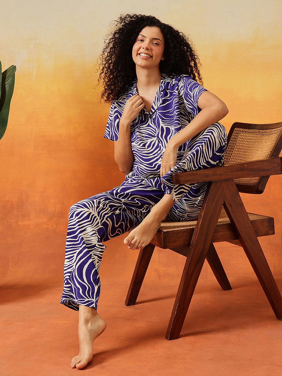 Rayon All Over Print Shirt and Pyjama Set