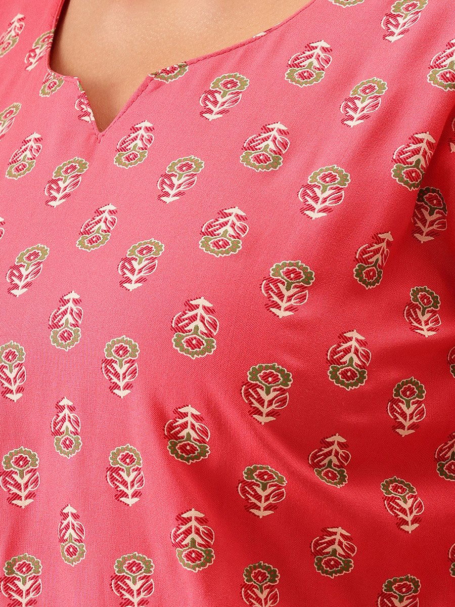 Rayon Floral Print Top and Pyjama Set