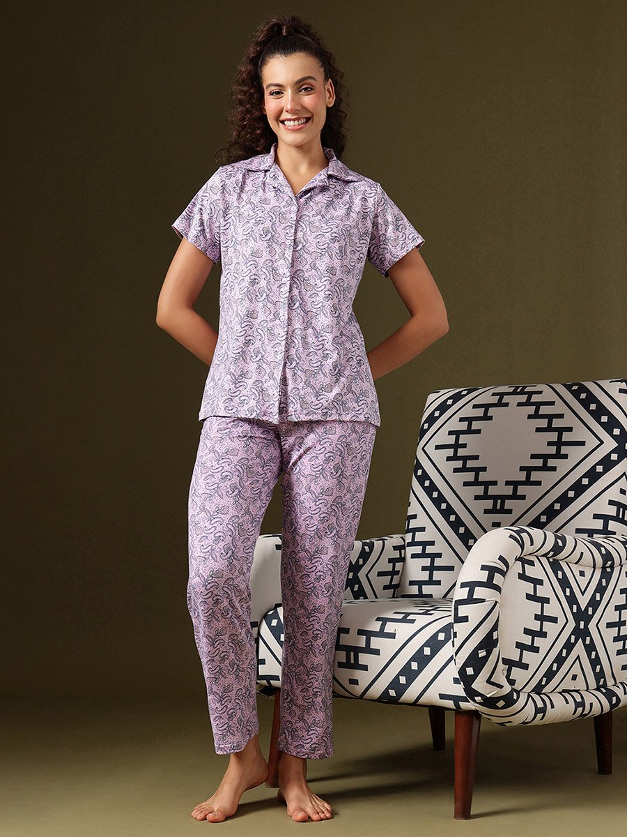 Paisley Print Shirt and Pyjama Set