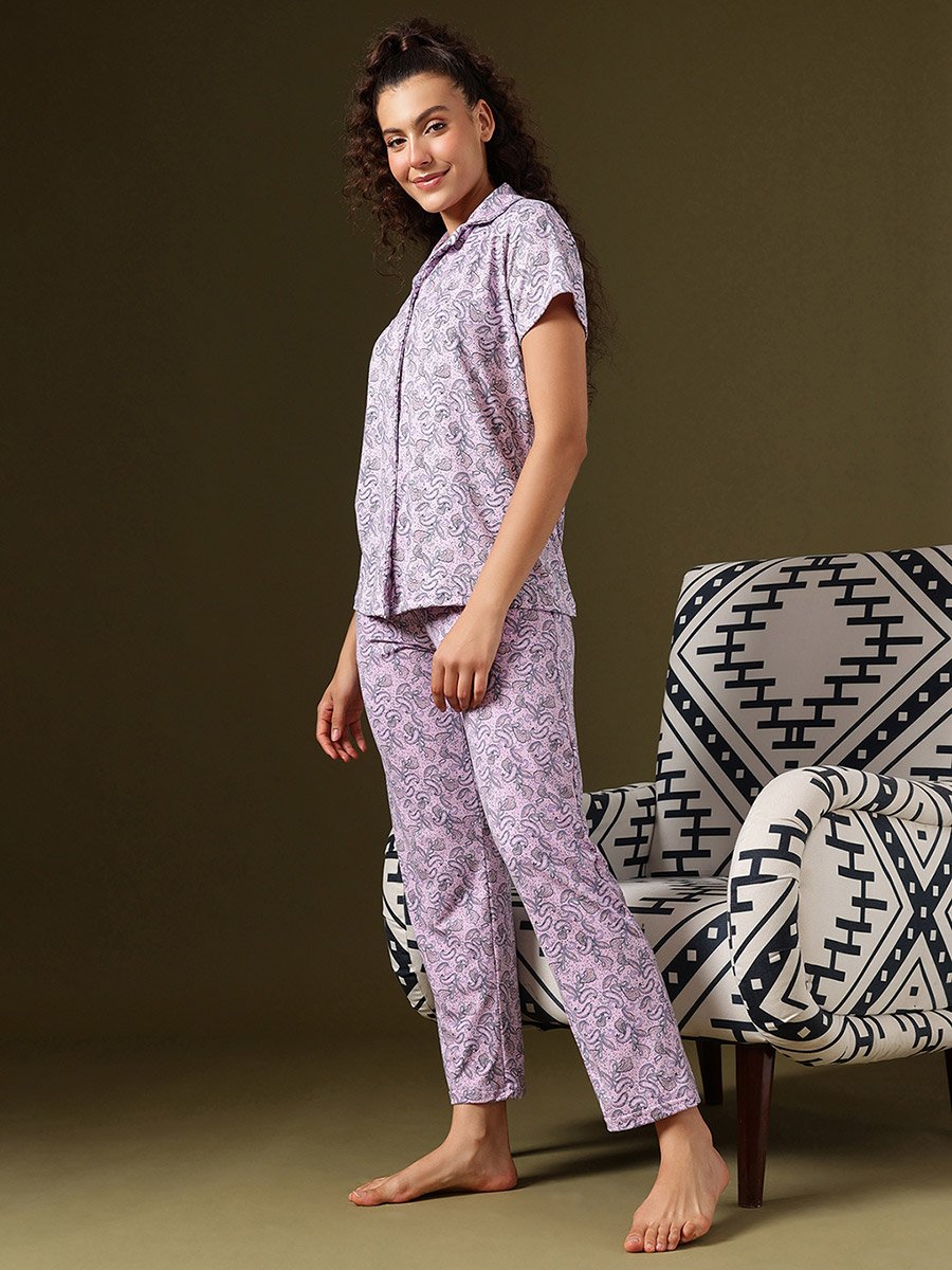 Paisley Print Shirt and Pyjama Set
