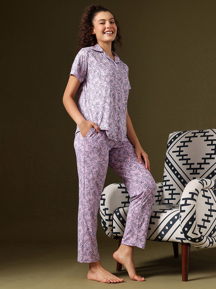 Paisley Print Shirt and Pyjama Set
