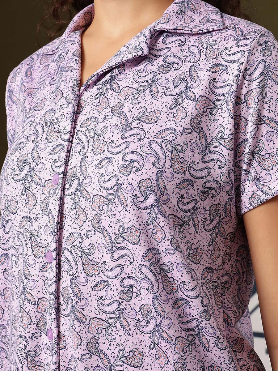 Paisley Print Shirt and Pyjama Set