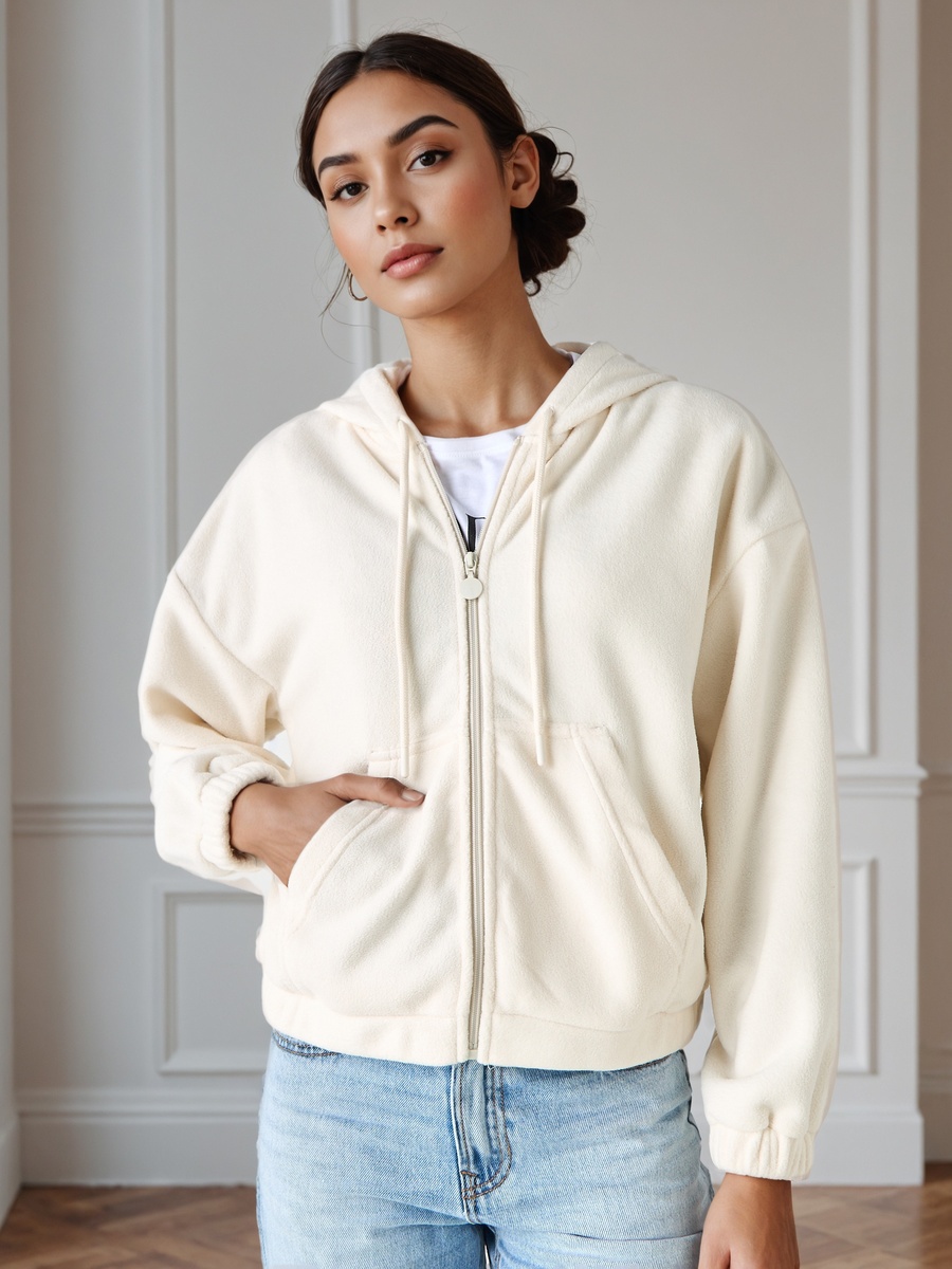 Polyester Fleece Jacket with Hood