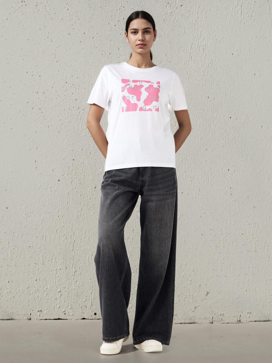 Cotton Regular Fit T-Shirt with Slogan Print