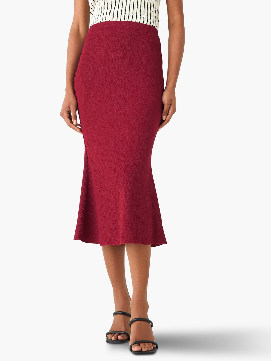 Midi A-Line Textured Skirt