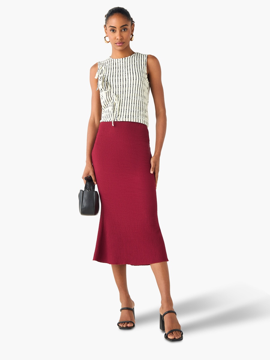 Midi A-Line Textured Skirt