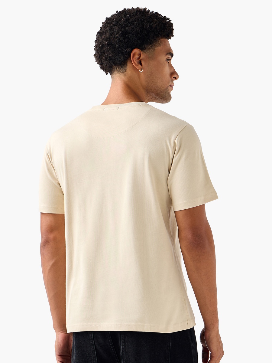 Men Regular Fit Crew Neck Short Sleeves Slogan Print T-Shirt