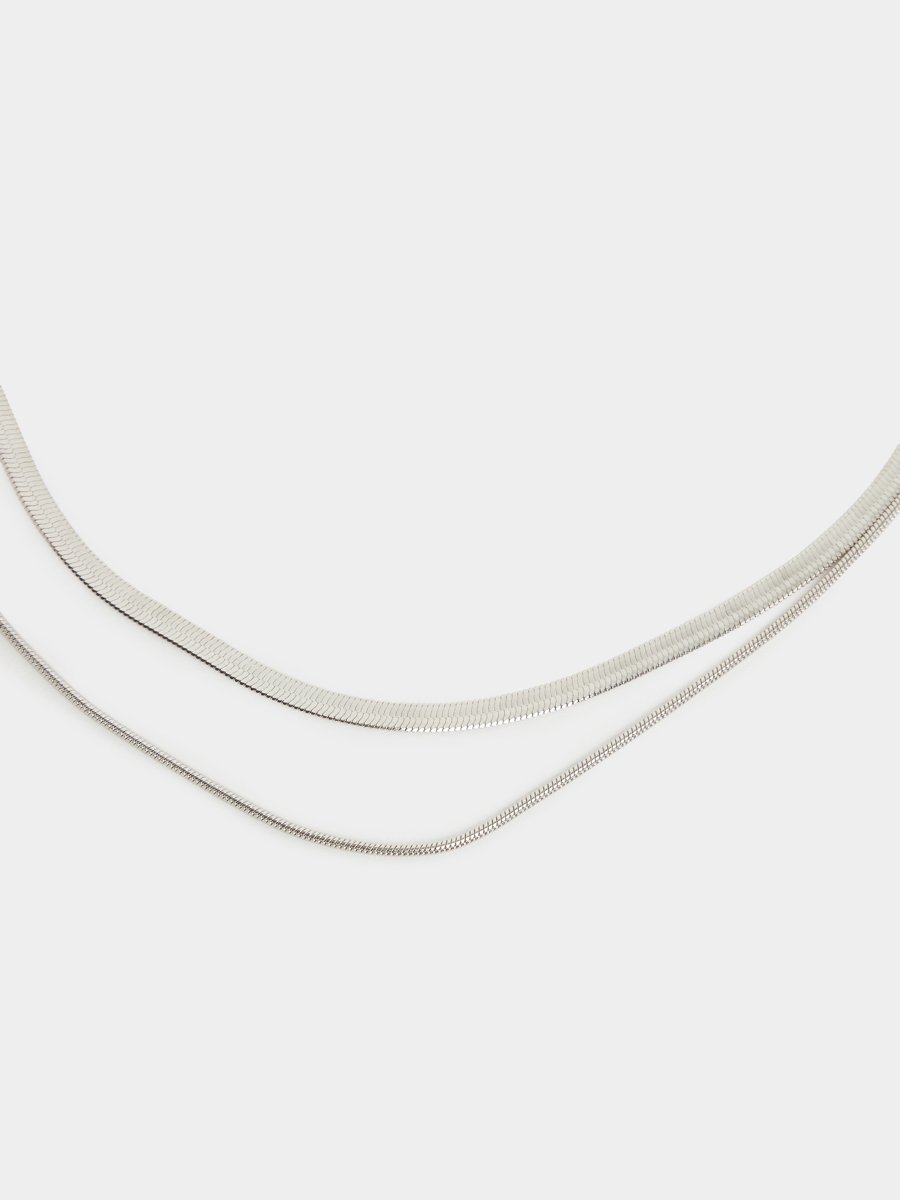 Dual-Tone Layered Chain Necklace Set