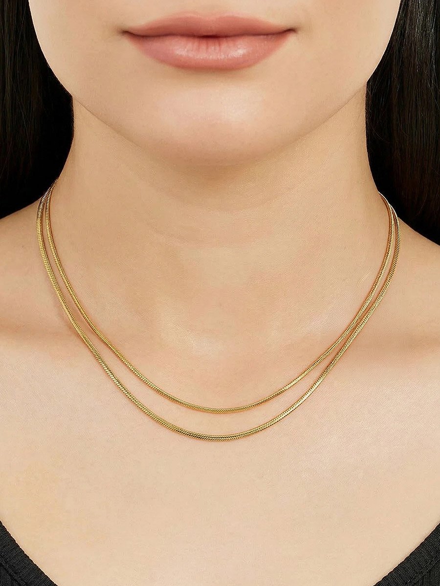 Dual-Tone Layered Chain Necklace Set