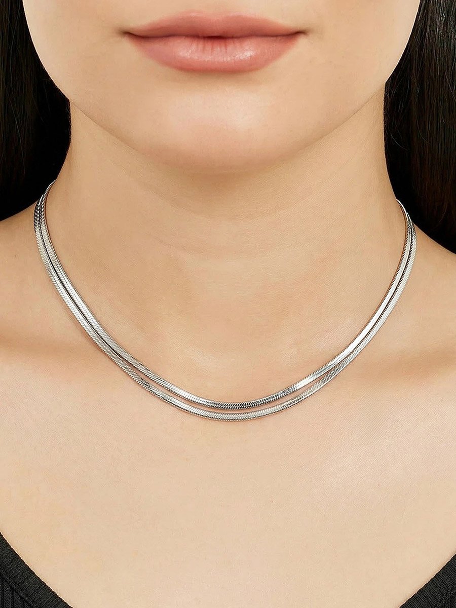 Dual-Tone Layered Chain Necklace Set