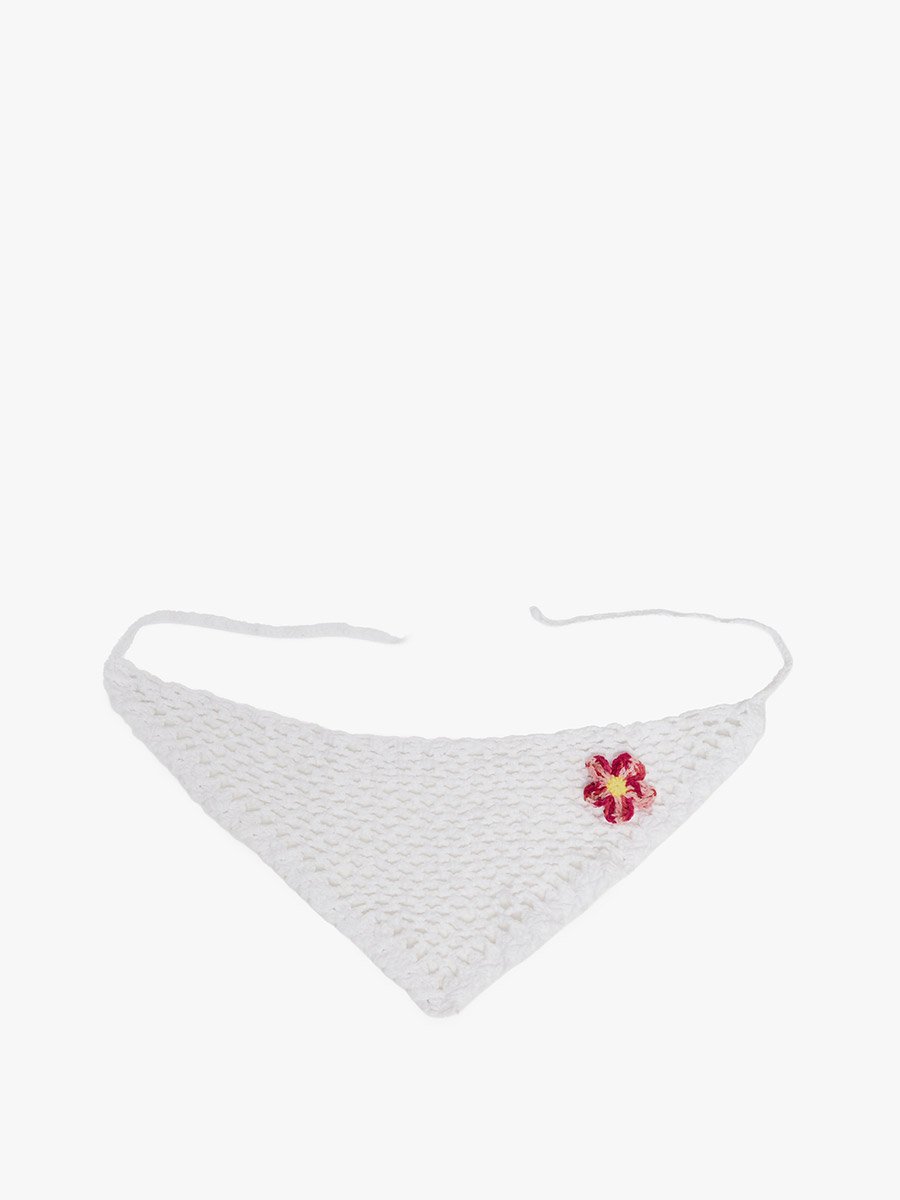 White Crochet Bandana Head Scarf