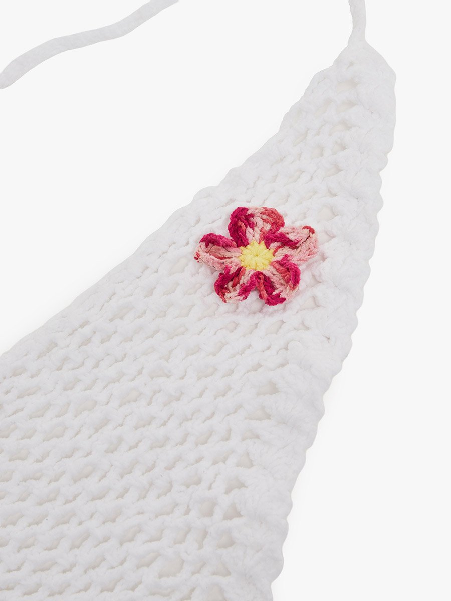 White Crochet Bandana Head Scarf