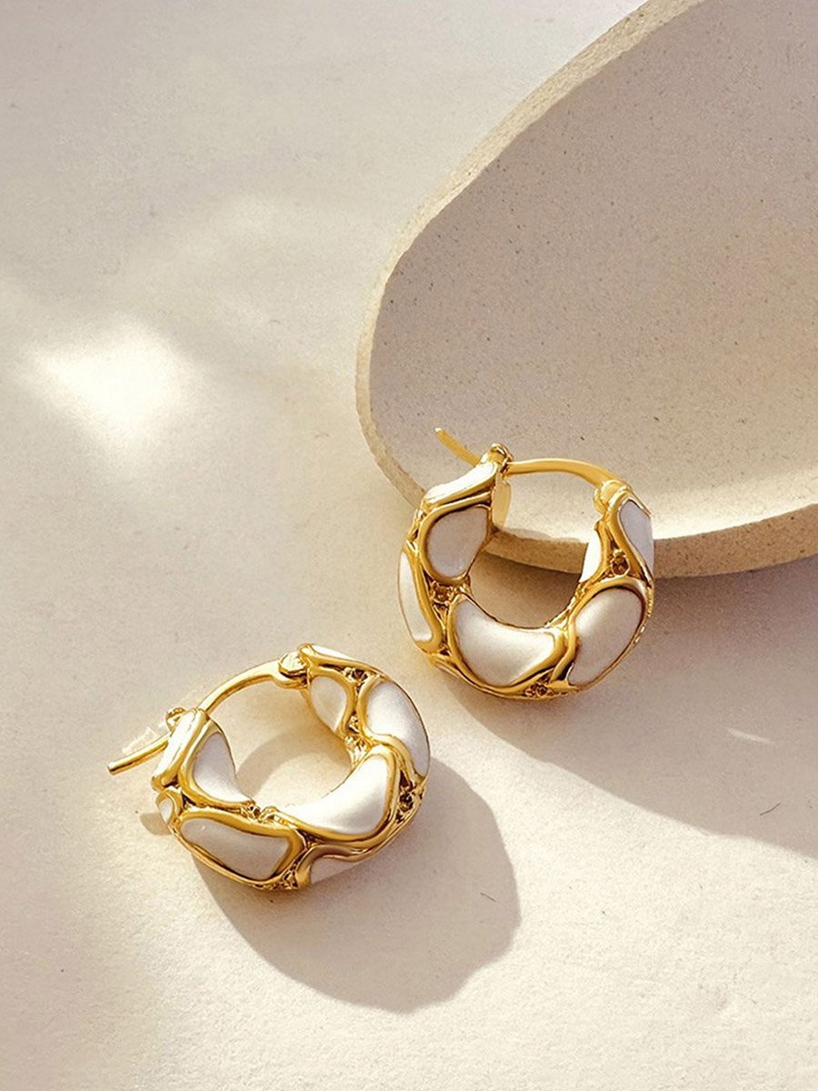 Contrast Textured Embellished Hoop Earrings