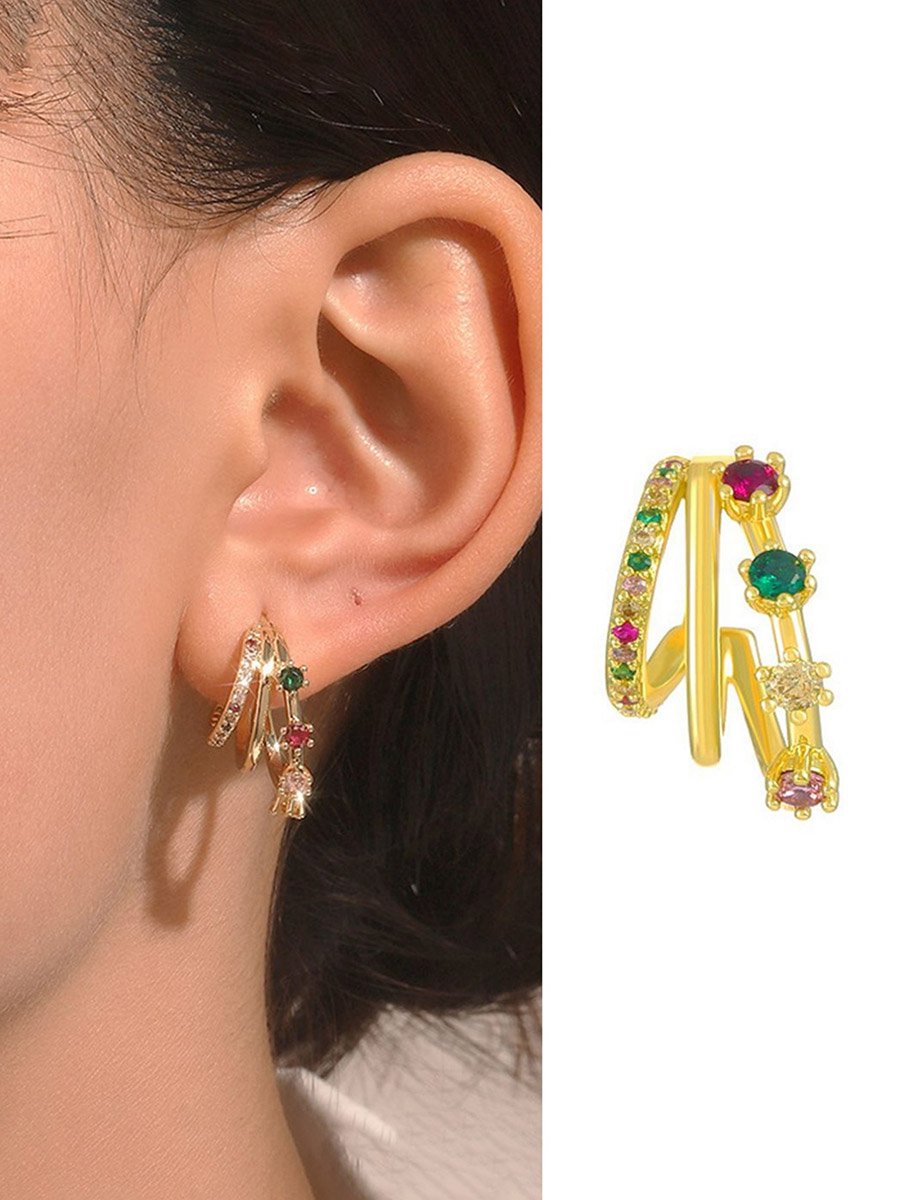 Multi-Turn Inlaid Zirconia Earrings