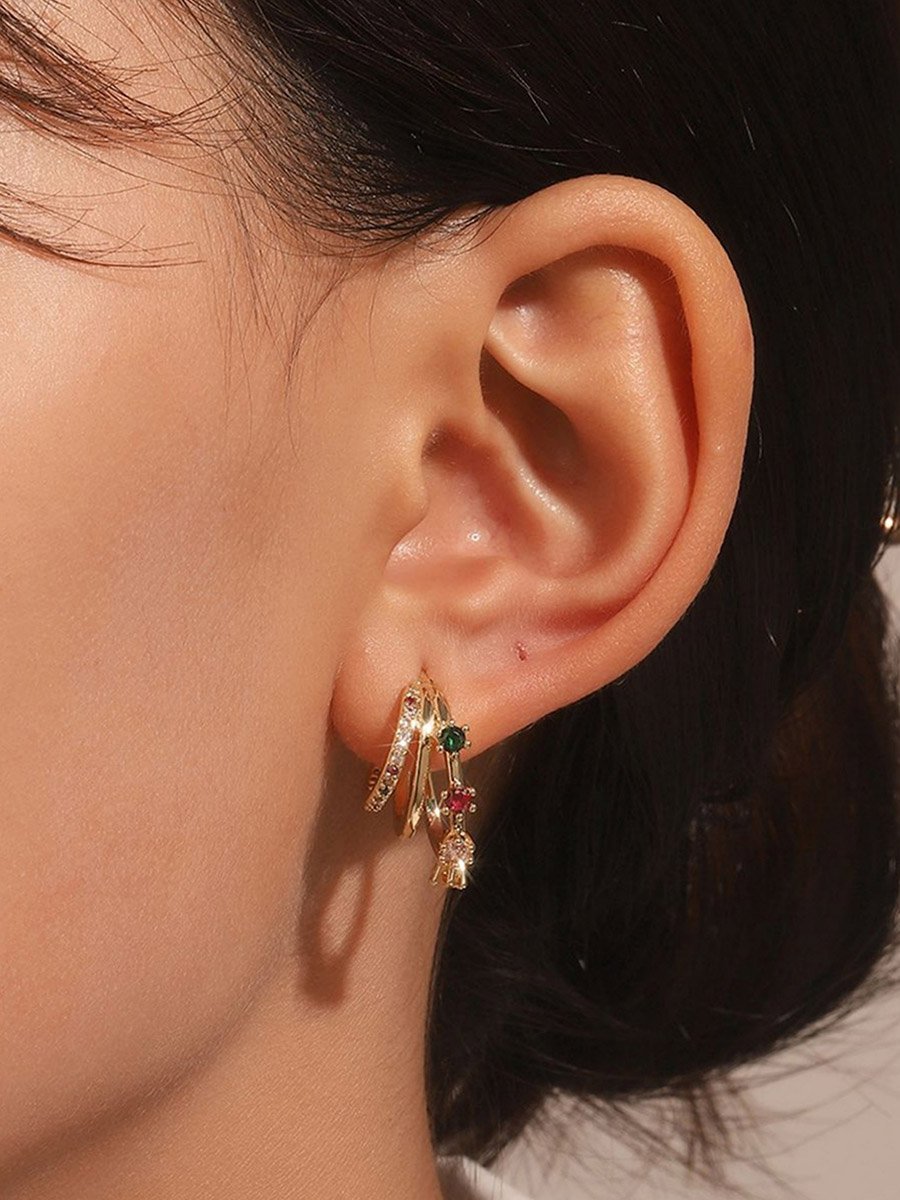 Multi-Turn Inlaid Zirconia Earrings
