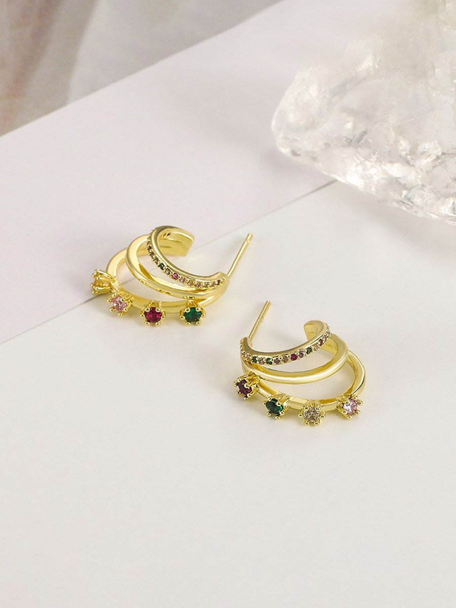 Multi-Turn Inlaid Zirconia Earrings